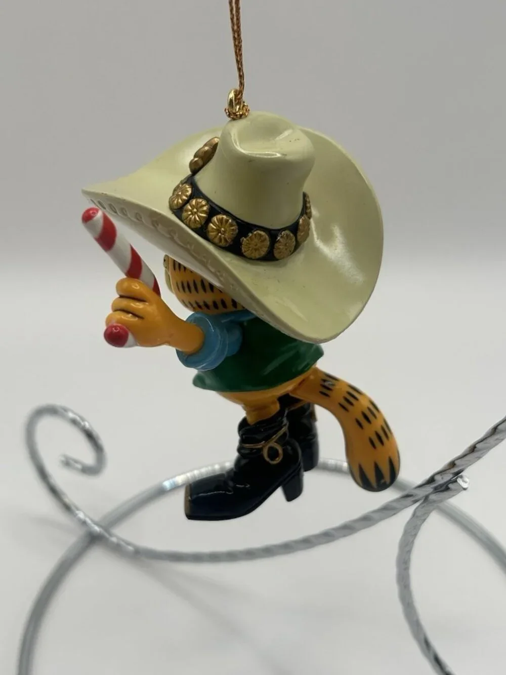 GARFIELD Ornament Trim-A-Tree Paws Christmas COWBOY Candy Cane Guns 1996 Vintage